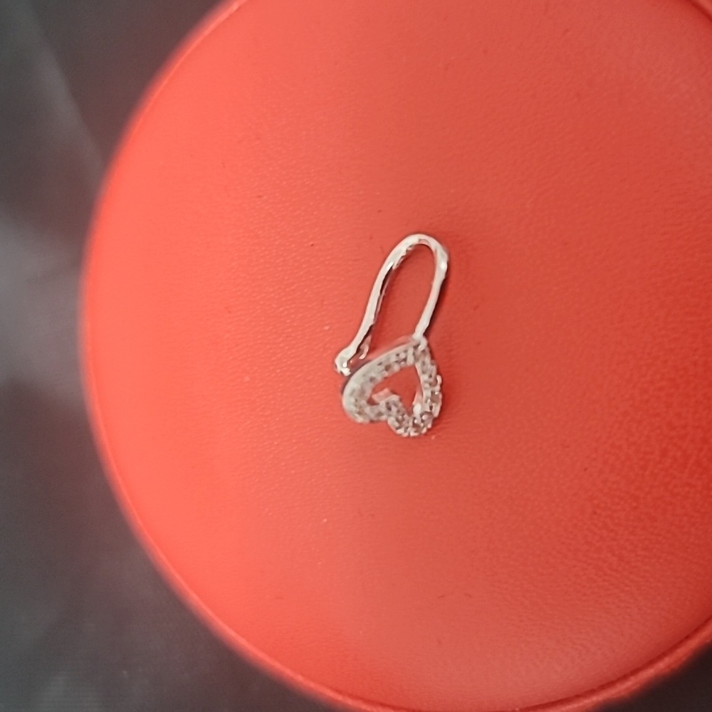 Dainty Silver Heart Nose Ring with Sparkling Rhineston